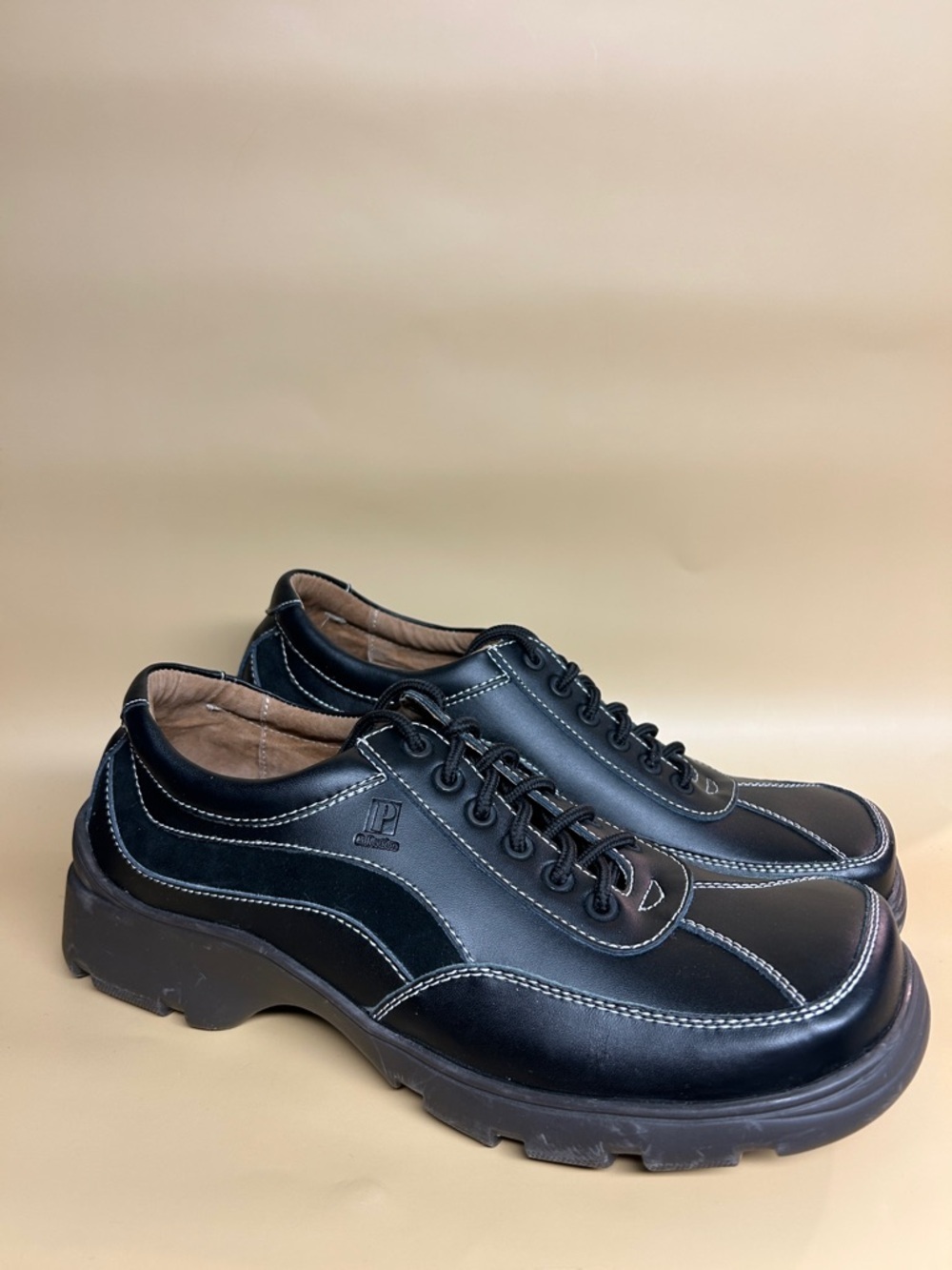 Maison Paciente  Black Leather Lace-Up Derby Sneakers for men